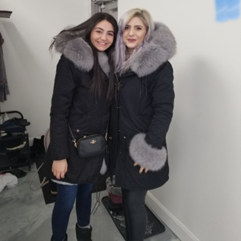 MAOMAOKONG 2024 Winter Women Natural Fox Collar Cuff Black Jackets Outwear Thick Real Parka Women's Fur Coat