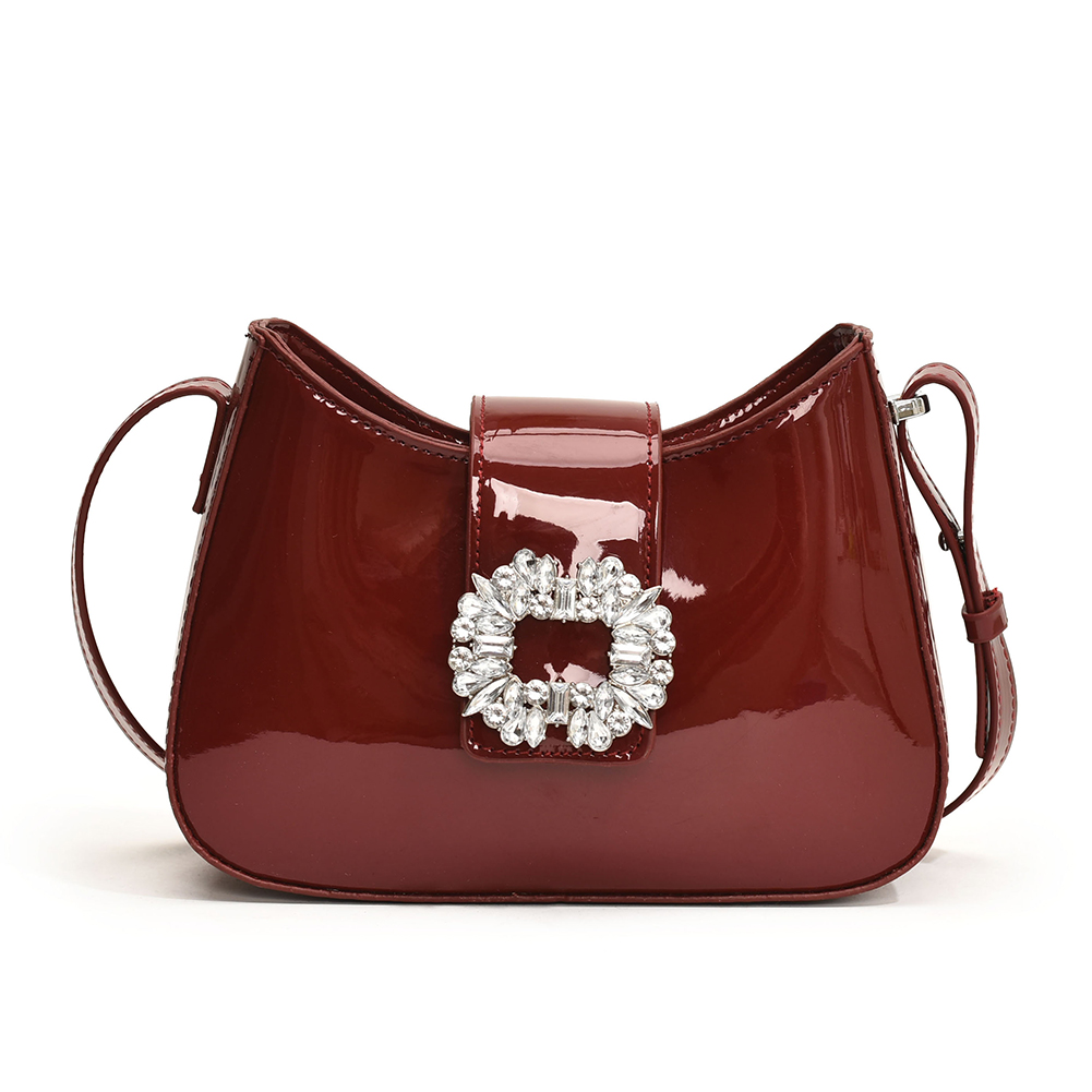 Crossbody Bag for Women PU Patent Leather Handbag Adjustable Shoulder Strap Hobo Bag Magnetic Closure for Work Travel Vacation