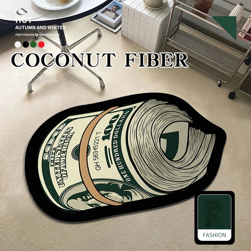 Dollar Carpet Banknote Series Shaped Floor Mat Fun Foot Mat Living Room Sofa Coffee Table Mat 241108