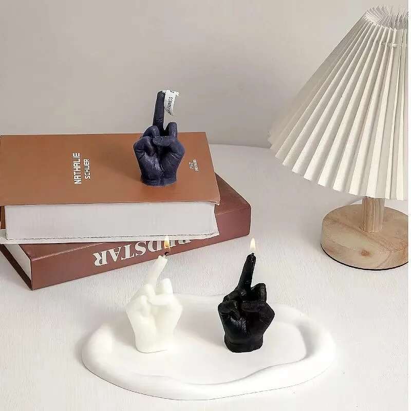 Ornaments Birthday Creative Middle Finger Shaped Gesture Scented Candles Niche Funny Quirky Gifts Home Decoration