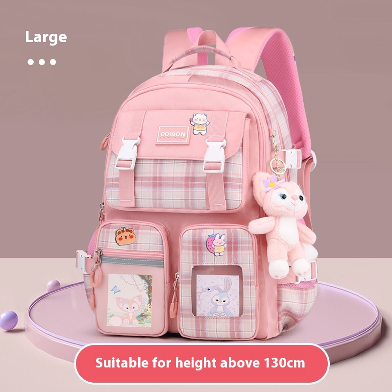 Preppy School Bag Student Backpack Nylon Cute Girl Backpack Badge Pendant Travel Bag