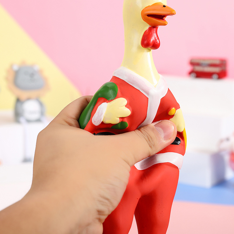 Stock Sustainable Screaming Chicken Santa Claus Pet Vocal latex Toys Bite Resistant Soft Dog Toy Rubber