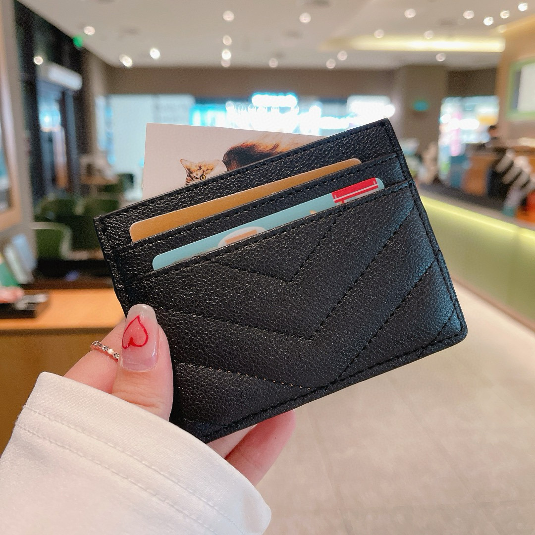 Luxury Designer Caviar Card Holder Genuine Leather Coin Purse Fashion Man Womans Purses Credit ID Cards Pockets Wallet Bag Girls Travel Passport Holders Key pouch