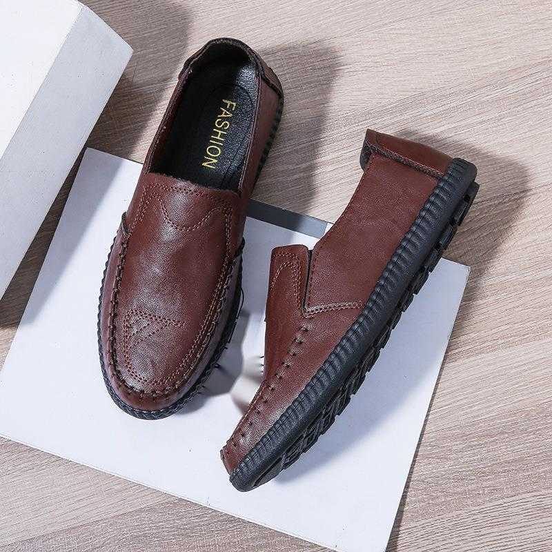 New Fashion Bean Shoes Mens Spring and Autumn Fashion Leather Casual Shoes Board Shoes British Mens Low Top Business Leather Shoes