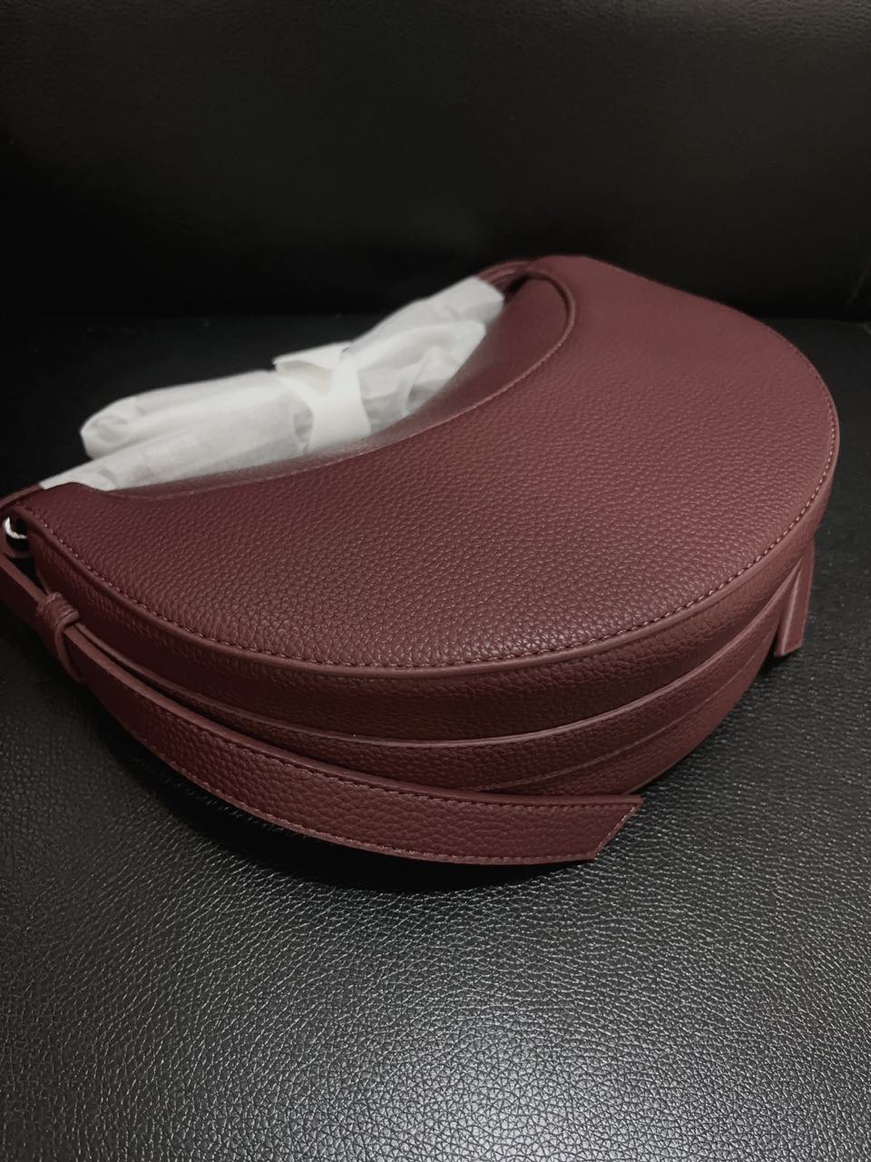 2024 Winter Brand Crossbody Handbag Saddle Women Half Moon Underarm Lychee Pattern Leather Shoulder Bags Woman