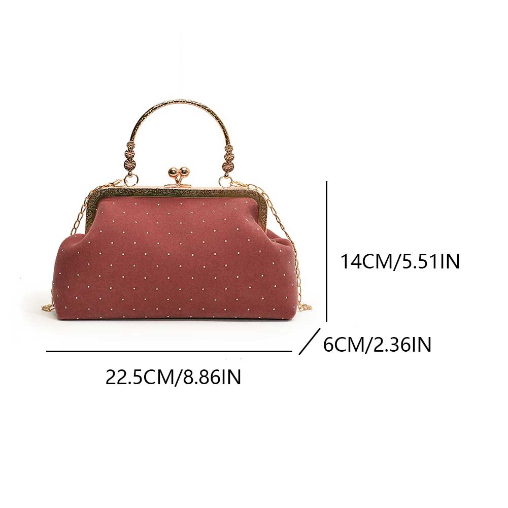 Women Clutch Purses Ladies Evening Bag with Detachable Chain Velvet Shoulder Cross Body Bag Metal Hand Top Handle Bags Party Bag