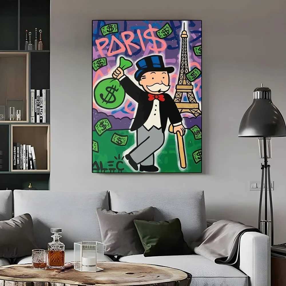1 Alec Monopoly and Inspiring Money poster self-adhesive art waterproof paper sticker coffee shop bar room wall decoration X241107