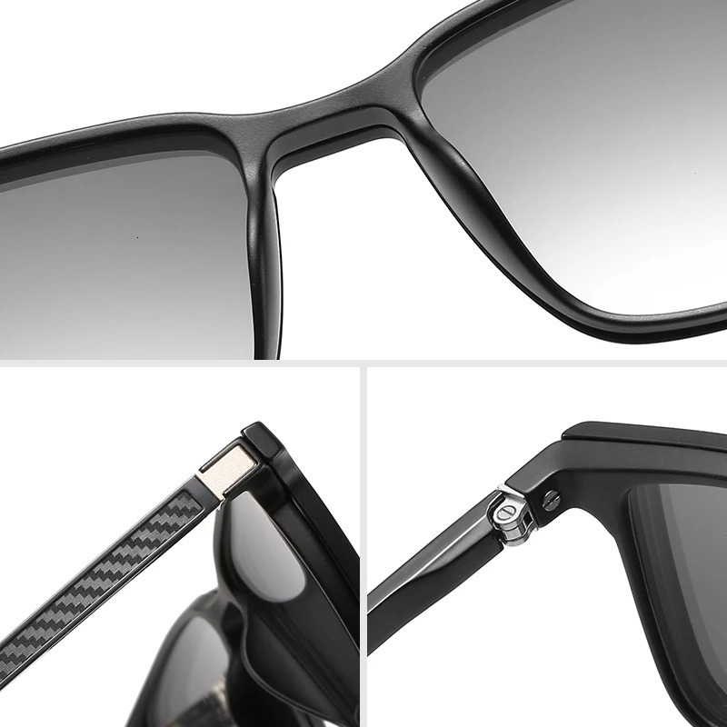Myopia Magnetic Clip on Glasses Frame Men Optical Prescription Frame Eyeglasses Men Rectangle Polarized Magnet Clip Sunglasses 240323