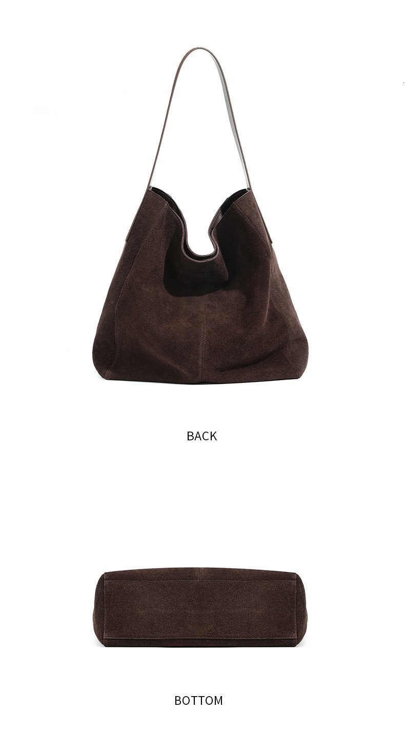 New Women Frosted Leather Tote Female Underarm Bucket Handbag Lady Large Capacity Suede Hobo Shoulder Bag designer bag Hasp Style Suede Material BagVo