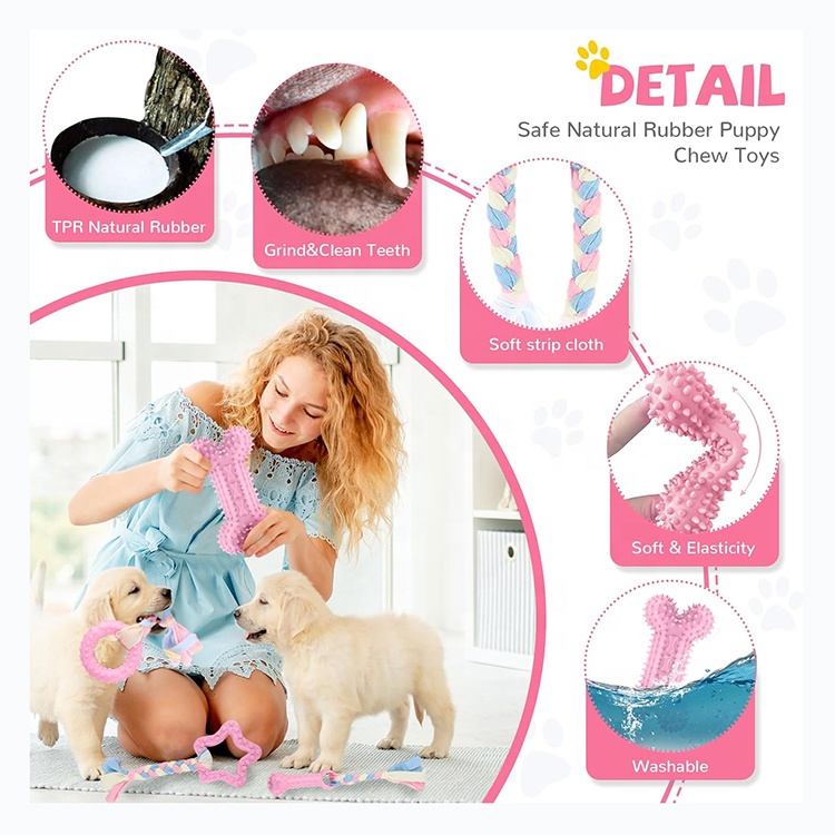 Interactive Pet Supplies Puppy Teething Toys Dog Chew Toys Puppy Toys Set For Cleaning Teeth
