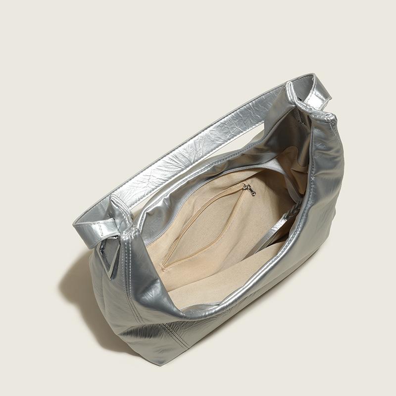 IELGY Ladies' Handheld Shoulder Bag Silver Underarm Bag Fashion Large Capacity Tote Bag