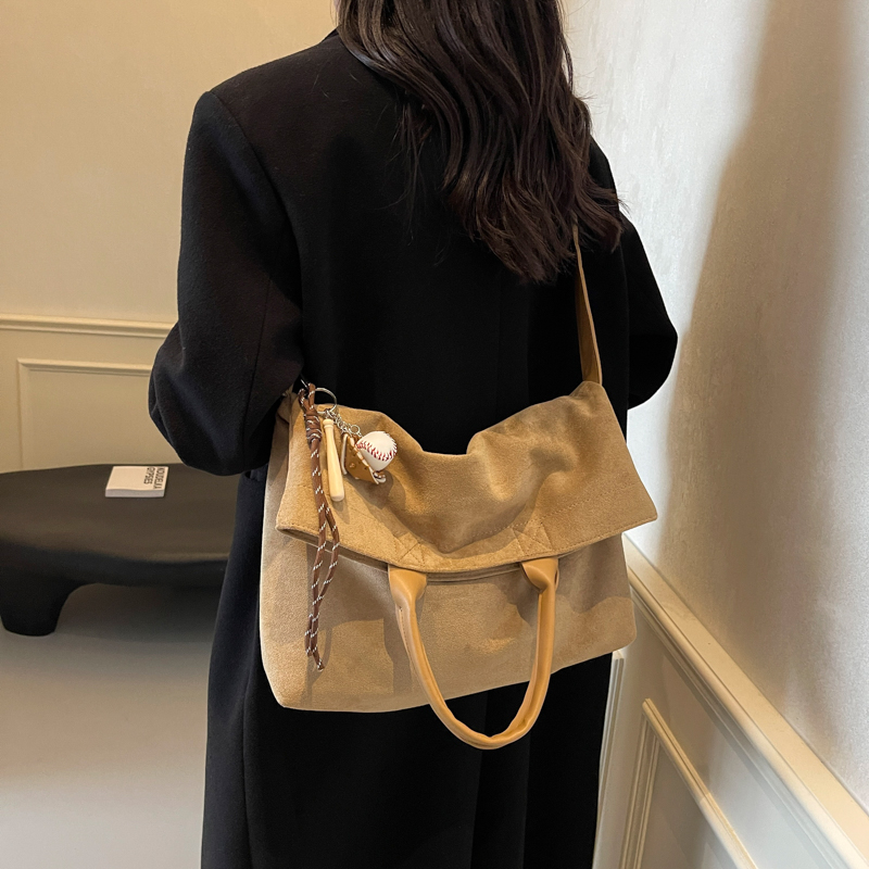 Women Fashion Crossbody Bag Faux Suede All Match Tote Handbag Adjustable Strap Casual Satchel Bag Female Commute Bag