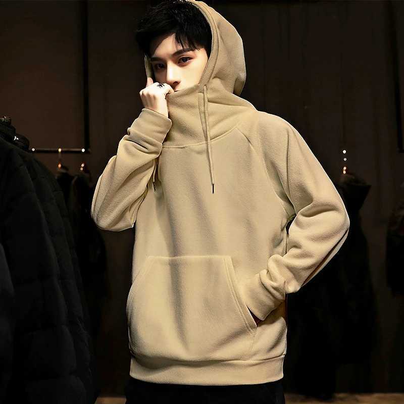 New autumn and winter tailcoat hooded mens pullover long sved t-shirt simple loose sports casual mens W241108