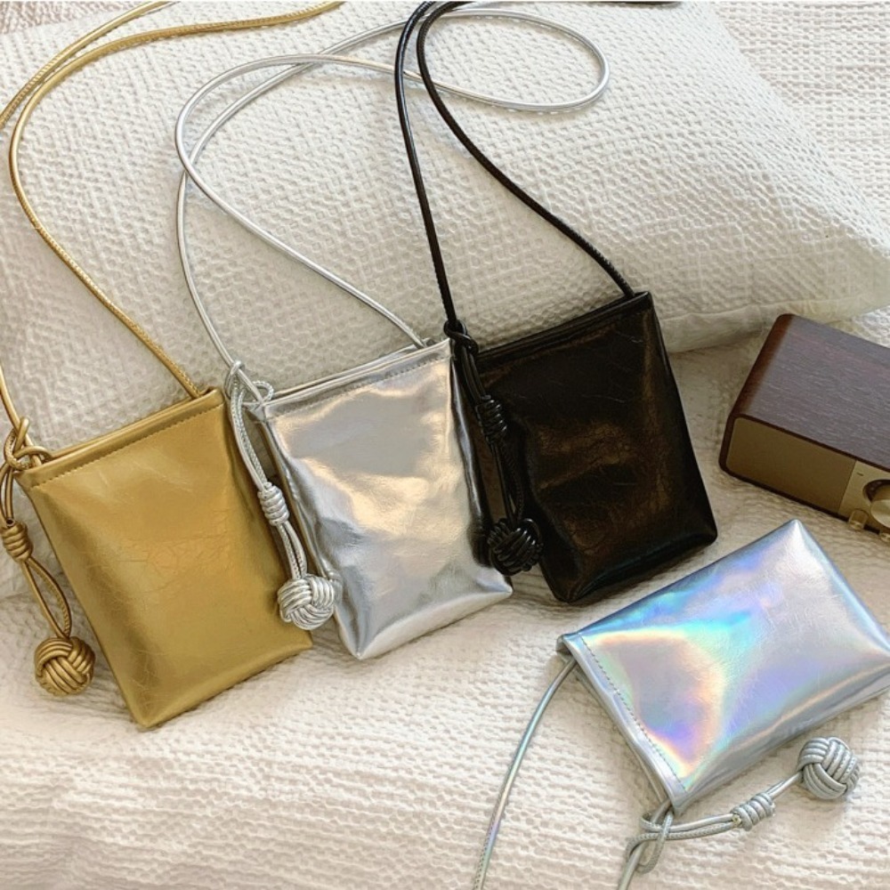 Pu Leather Mobile Phone Bag Bright Surface Korean Style Single Shoulder Bag Single Shoulder Luxury Crossbody Phone Bag Women