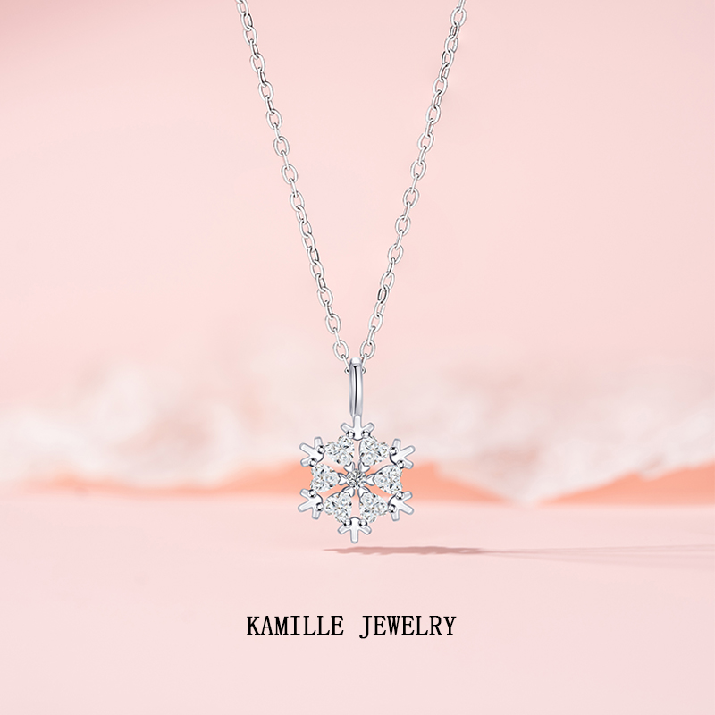 Elegant Winter Wonderland Necklace for Her - Snowflake Charm with Full Zirconia Embellishments