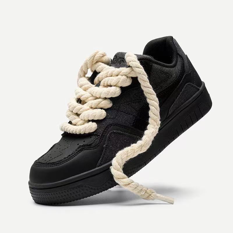Men Bread Shoes 2024 New Trendy Versatile Casual Board Shoes Thick soled Tall Black Shoes Trendy Shoes