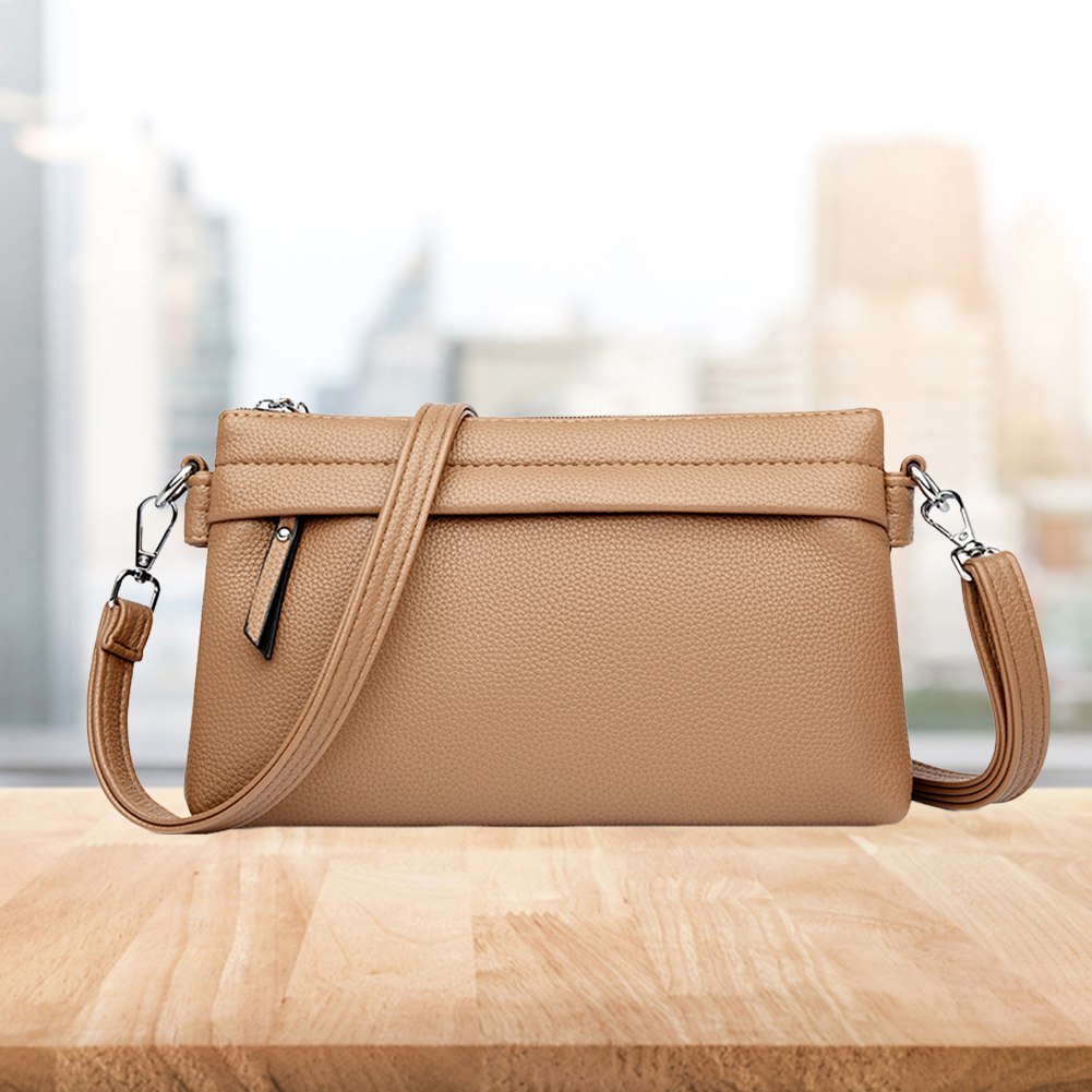 Crossbody Bag for Women Multi Compartment Satchel Purse PU Leather Zipper Wristlet Clutch Solid Handbag for Work Travel
