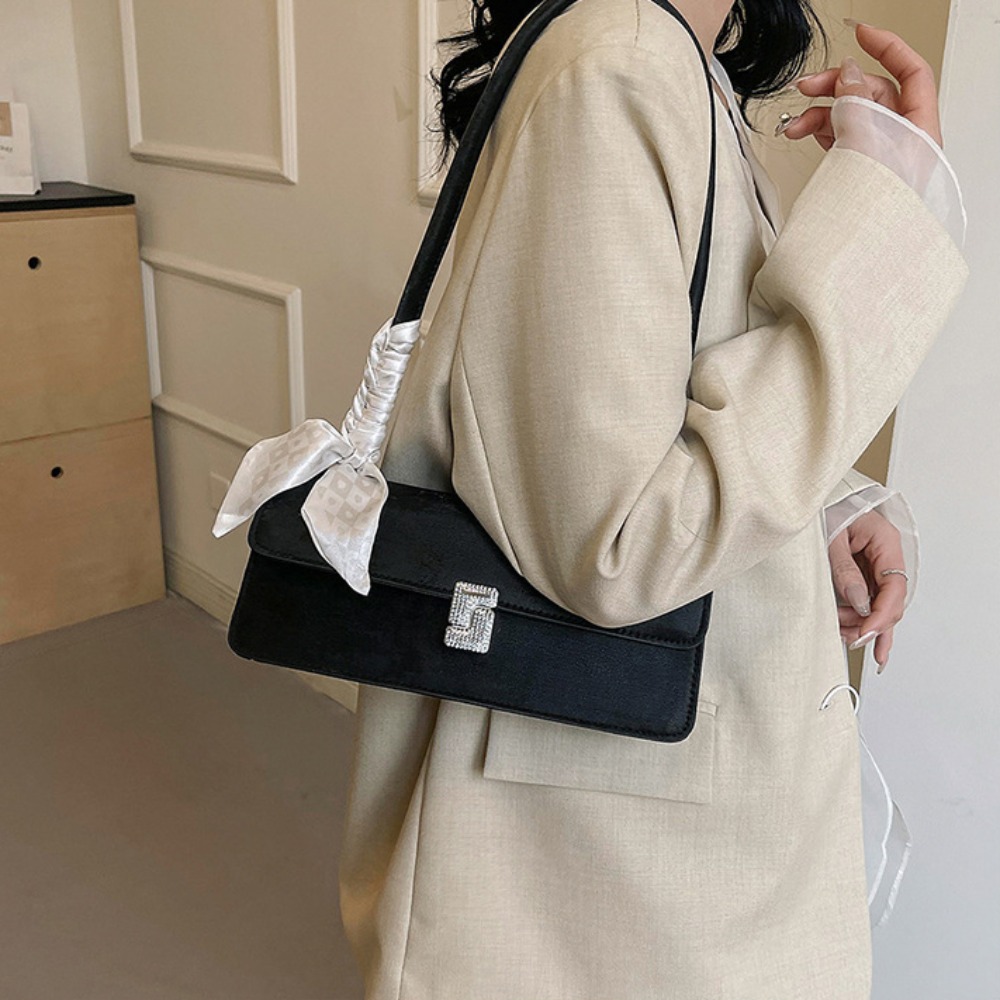 Retro Silk Scarf Lady Shoulder Bag Underarm Bag Casual Commuting Bag Handbag Minimalist Business Women's Bag Banquet Bag