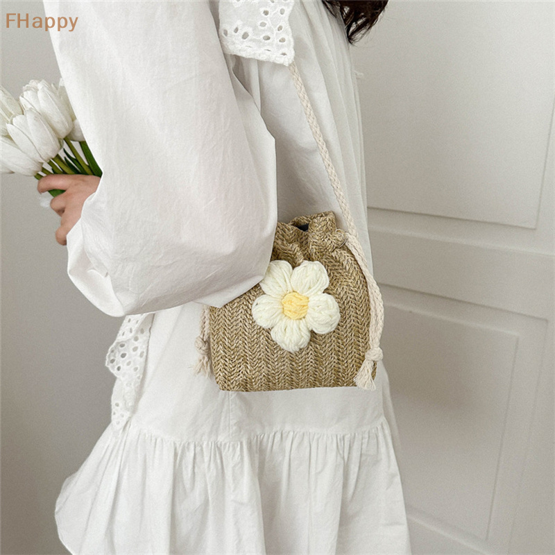 Summer New Fashion Straw Strap Mouth Women's Woven Bag Single Shoulder Bag Crossbody Bag For Travel And Amusement