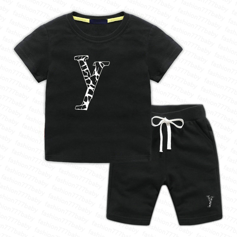 100% cotton 2-7 Years Kids Designer Sets baby Boys girl summer T-Shirt Pants Set Brand printing Children 2 Piece Fashion children Clo