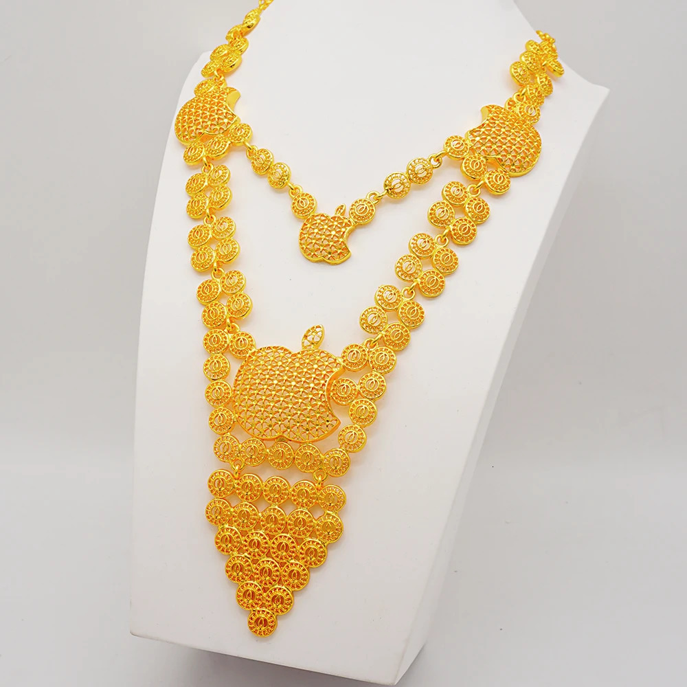 Fashion Necklace Earrings Jewelry Set Dubai Gold Color French For Women Bridal Wedding Arab African Party Gifts 241107