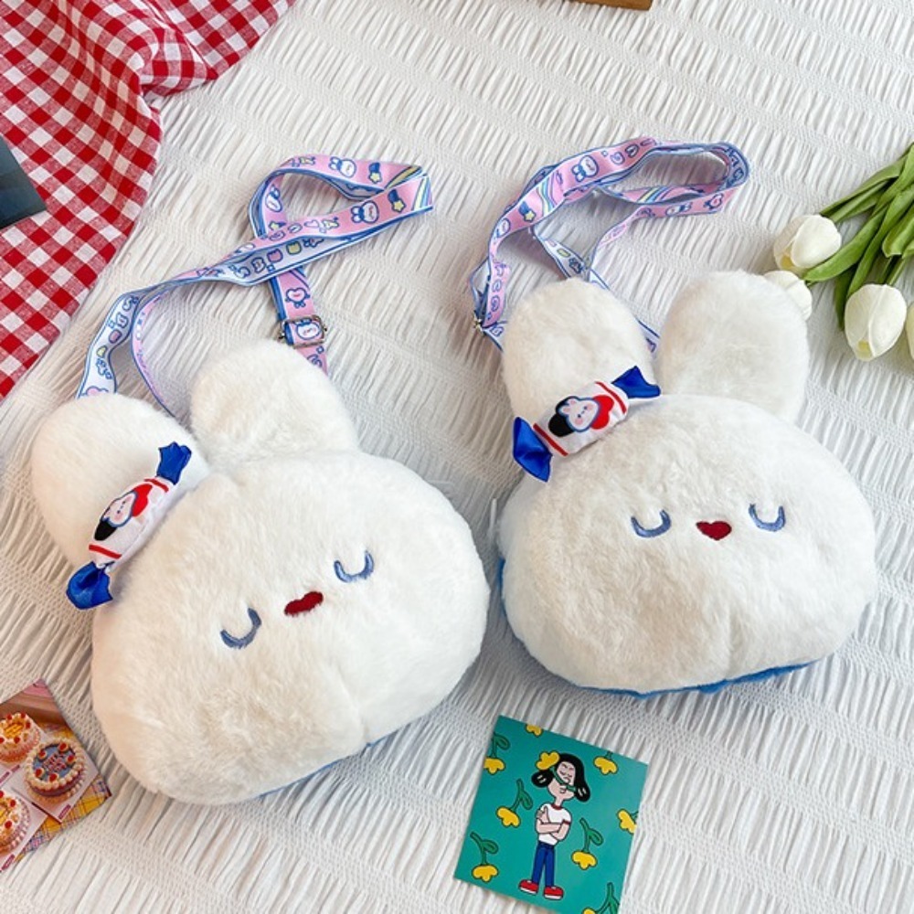 Casual Girly Rabbit Handbag Rabbit Cartoon Single Shoulder Bag Comfortable Plush Korean Style Plush Crossbody Bag Girls