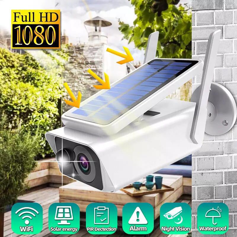 Wireless IP with Solar Wall Lights Panel WiFi Outdoor Waterproof Camera Rechargeable Power 1080P Night Vision PIR Cloud Security Cam