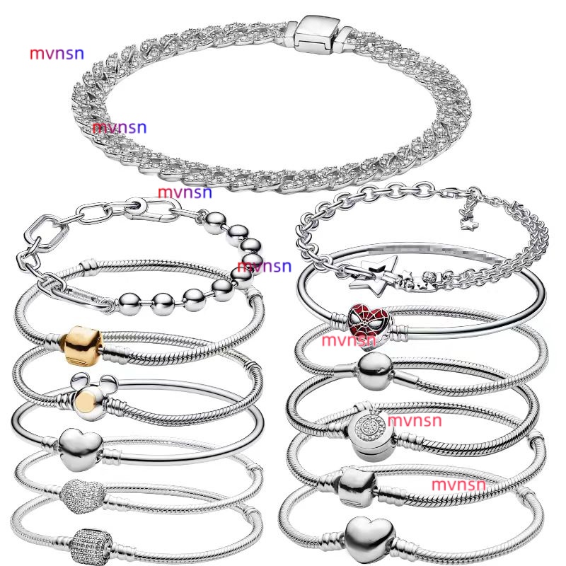 Designer bracelets with box Diamond Snake bone chain for women 925 silver Cuban chain Spiders luxury Crown heart charms bracelet size 16-21cm jewelry gift