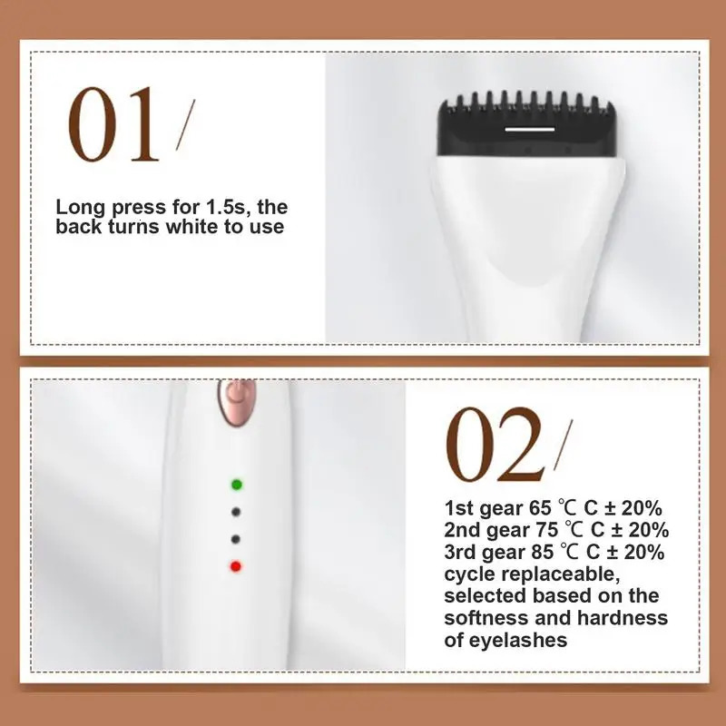 5D eyelash curler push type with indicator comb style USB charging eyelash curler makeup tool 241107