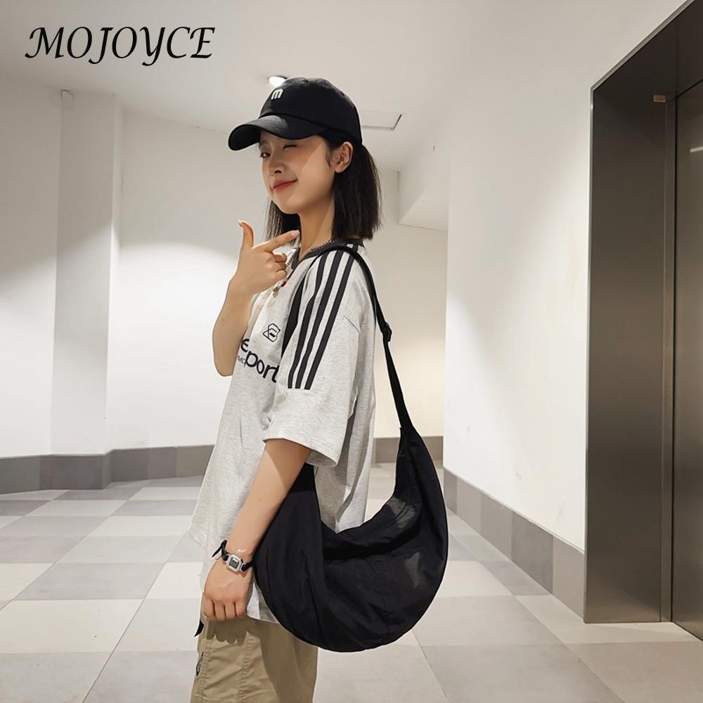 Hobo Bag Nylon Adjustable Strap Handbag for Women Waterproof Crescent Bag with Zipper Sling Purse for Office Shopping Travel