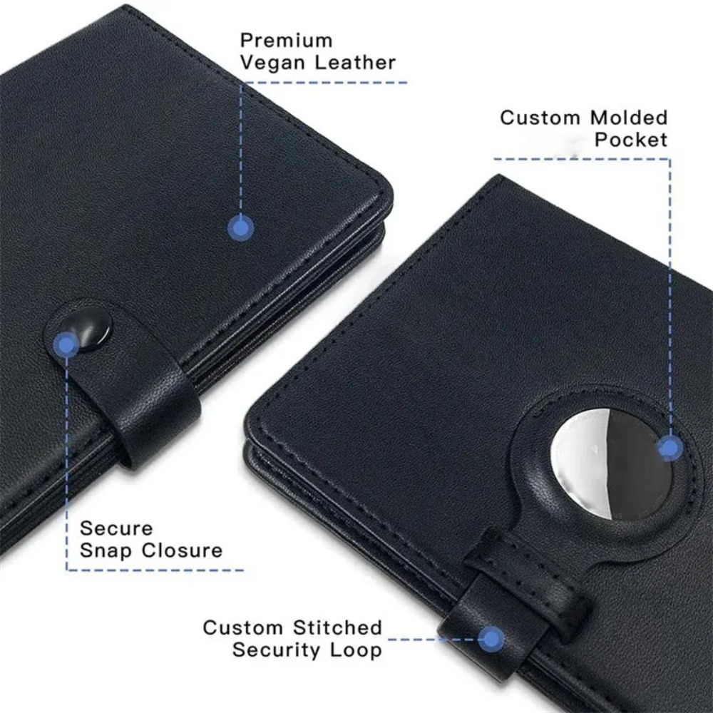 Luxury Minimalist PU Leather For AirTag Wallet Passport Card Protective Case Shockproof Anti Scratch Fall Protection Shell Cover