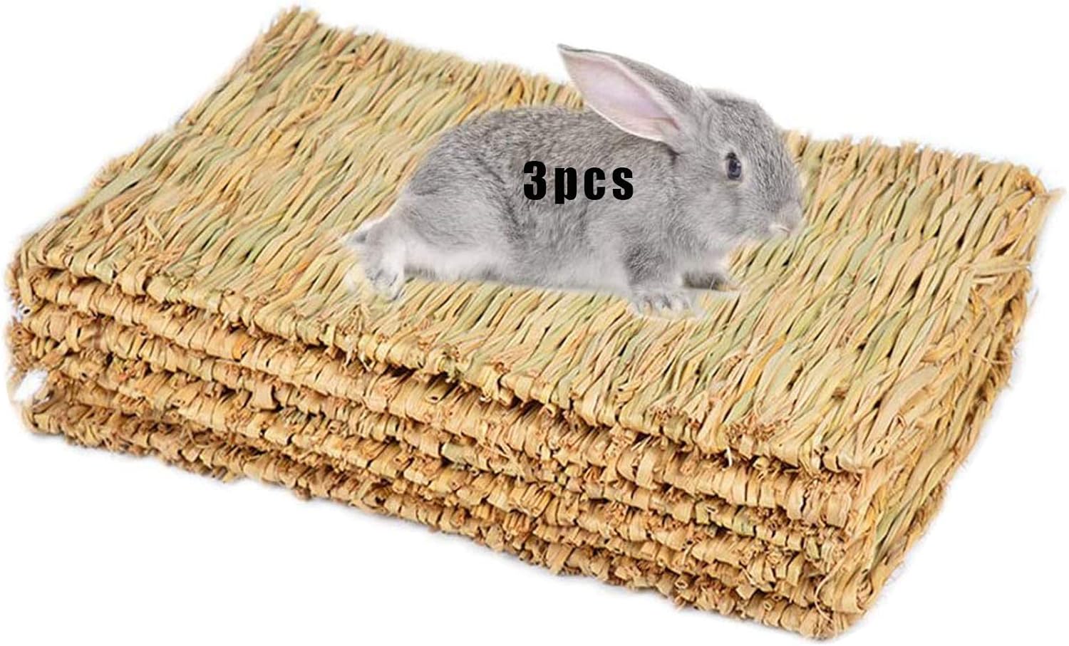 Free Sample Grass Mat Rabbit Bunny Natural Straw Woven Bed Small Animal Cages Hay Mat Sleeping Strawgrass Mat Chew Toys