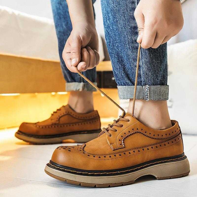 Men Dress Shoes British Style Block Carved Leather Shoes Mens Leather Mens Business Mens Casual Shoes Spring Autumn 241009