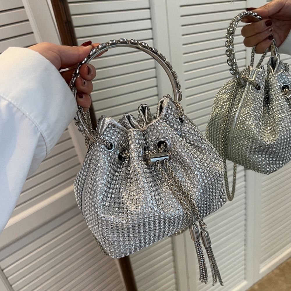 Rhinestone Evening Bag Silver Purse Sparkly Diamond Silver Clutch Purses for Women Party Club Wedding