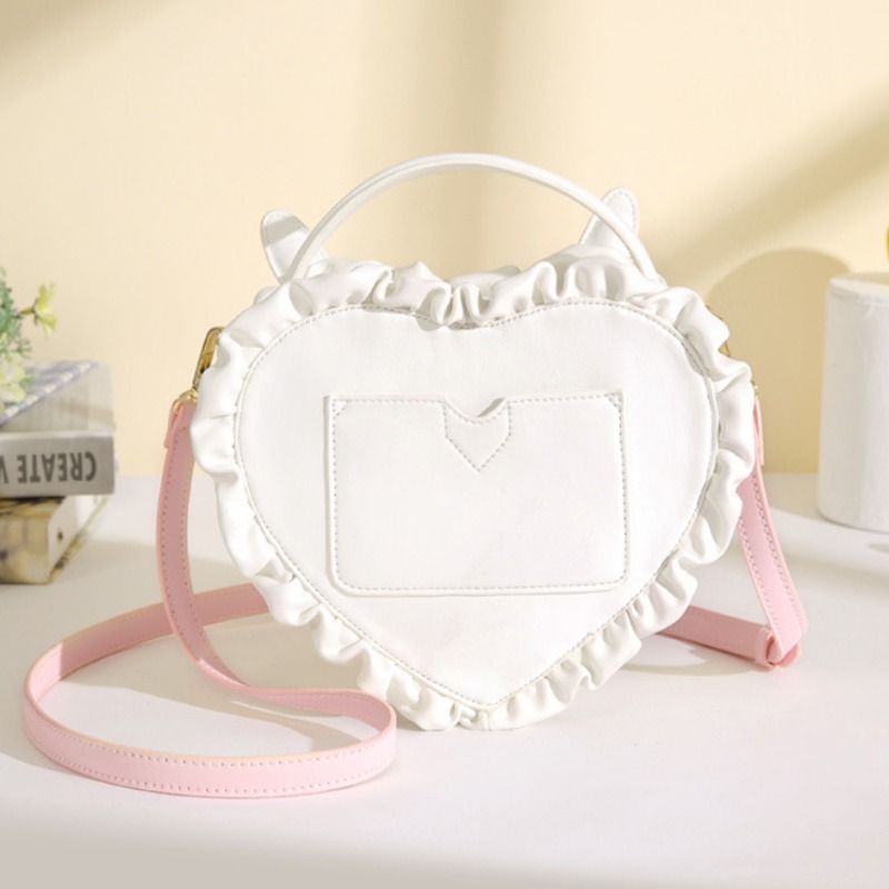 Lolita Ita Bolsos Mujer Sweet Cute Lace Hand Bag Rabbit Ear Peach Heart Pain Shoulder Bags Transparent Sac Femme New Bolso