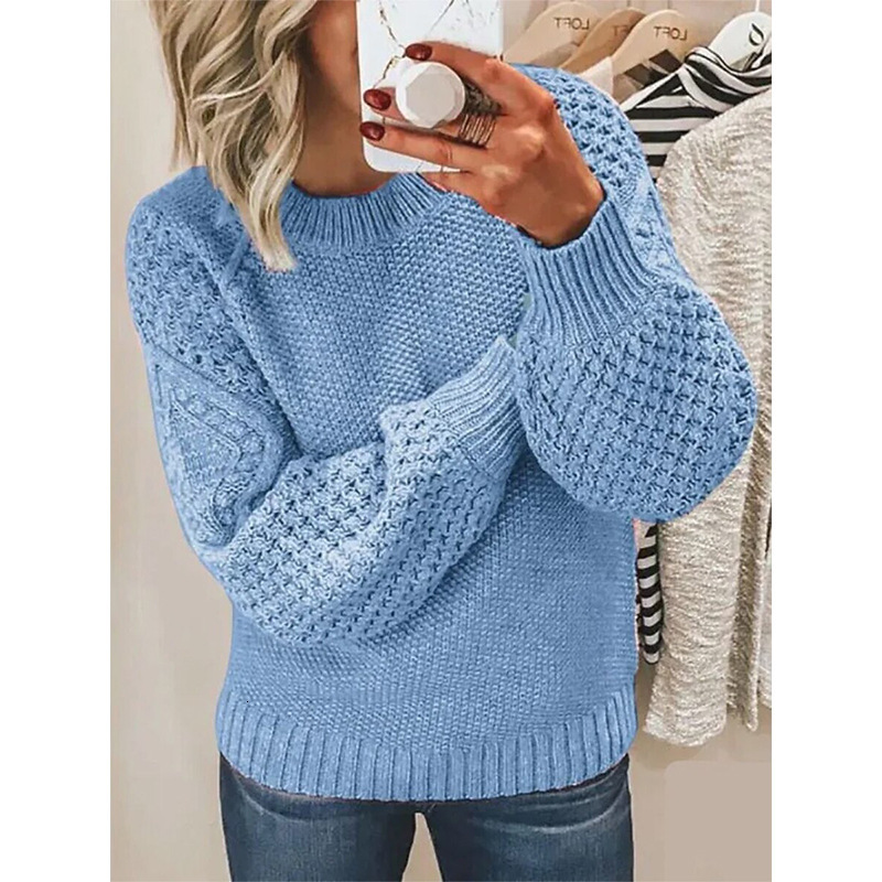 2025 New Fashion Hoodie Long Sleeve Outdoor Casual Round Neck Twisted Knitted Sweater Women's Top