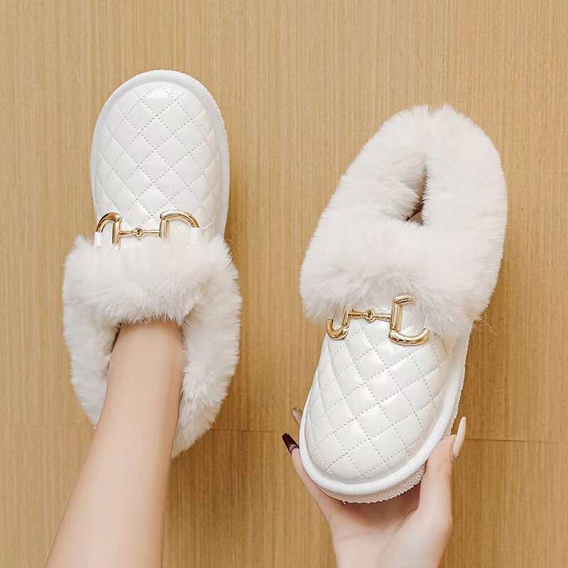 New Winter 2024 Snow Boots Leather Velvet Warm And Fury Versatile Women's Cotton Shoes