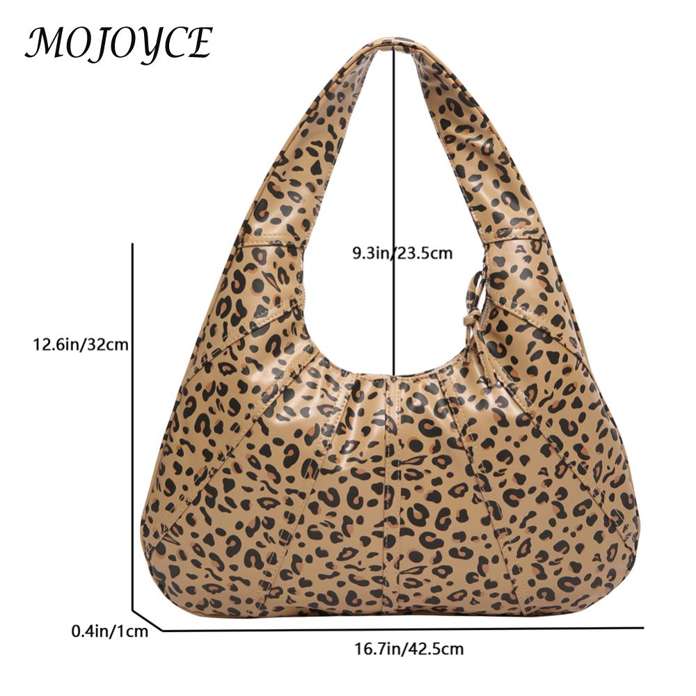 Leopard Print Crescent Shoulder Bag PU Leather Hobo Bag Ladies Underarm Bag for Women Work Shopping Travel
