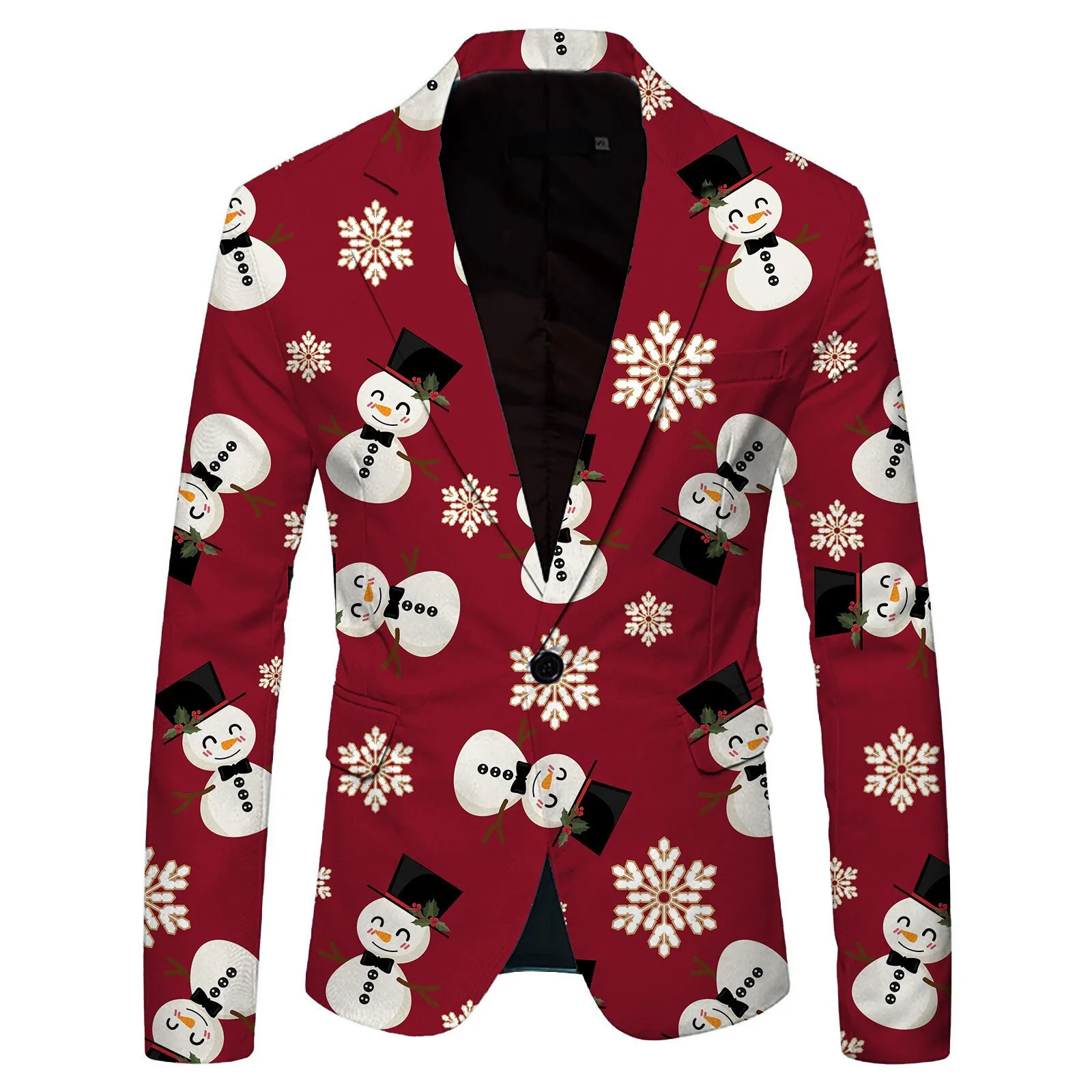 Mens Blazers Christmas Cartoon Santa Snowman Printed Loose Single Breasted Lapel Casual Party Fashion Suit Jacket Male Tops 241108