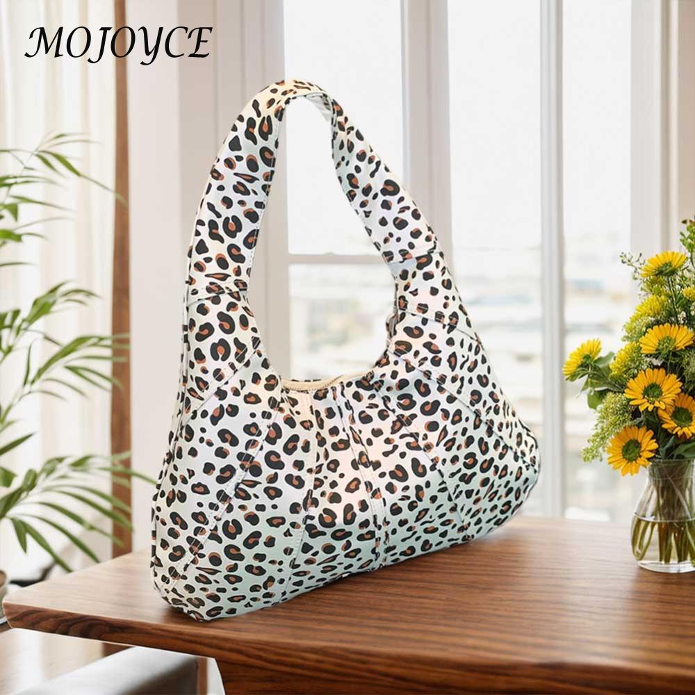 Leopard Print Crescent Shoulder Bag PU Leather Hobo Bag Ladies Underarm Bag for Women Work Shopping Travel