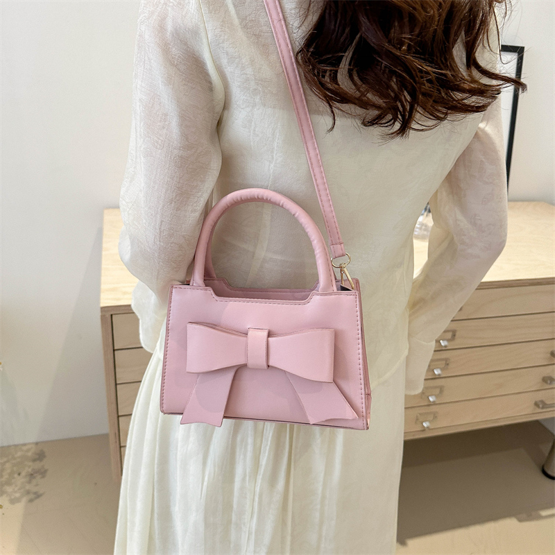 Women PU Bow Fashion Shoulder Bag Large Capacity Simple Crossbody Bag Adjustable Strap Trendy Satchel Bag Travel Sling Bag