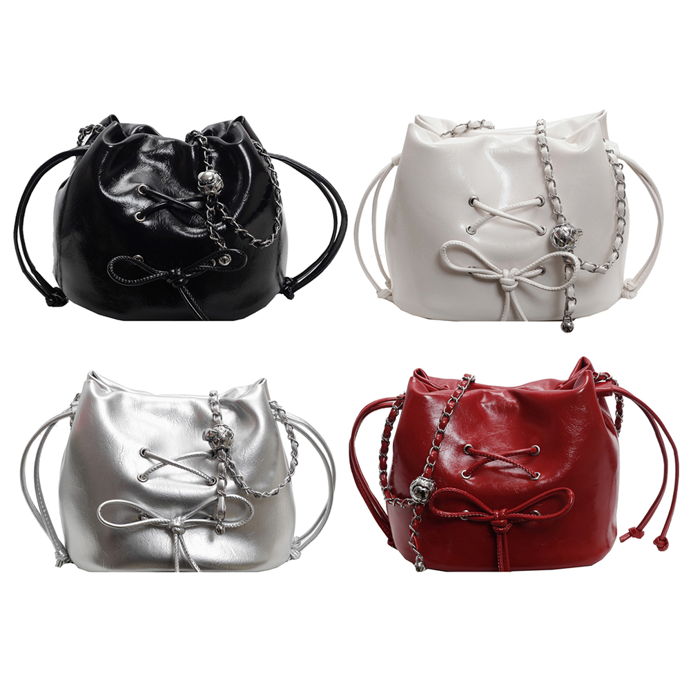 Women Luxury Shoulder Bag Solid Color Daily Tote Handbag Adjustable Strap Bucket Crossbody Bag Ladies Outdoor Bag