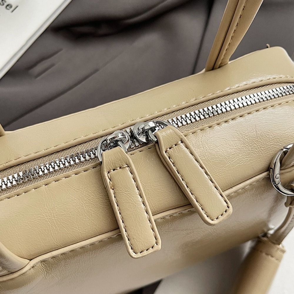 Fashion PU Leather PU Bowling Bag Solid Color Handbag Small Square Bag Korean Style Earphone Bag Shoulder Bag Girls/Female