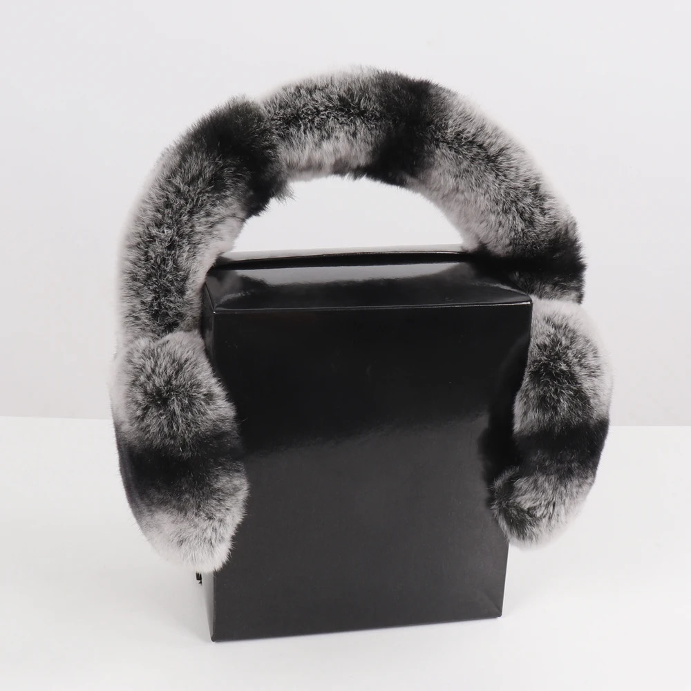 Fashion Girls Real Fur Earmuffs Russian Women Winter Warm Natural Rex Rabbit Fur Earmuff Fluffy Elastic Genuine Fur Earflaps 241107