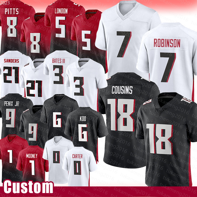 Robinson Kirk Cousins Football Jerseys Kyle Pitts Drake London Deion Sanders Jessie Bates III Michael Penix Jr Younghoe Koo Darnell Mooney Lorenzo Carter