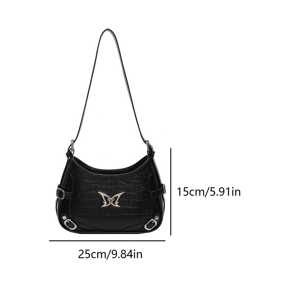 Y2K Shoulder Bag for Women Butterfly Crossbody Bag PU Leather Adjustable Strap Underarm Bag Handbag for Travel Party Work