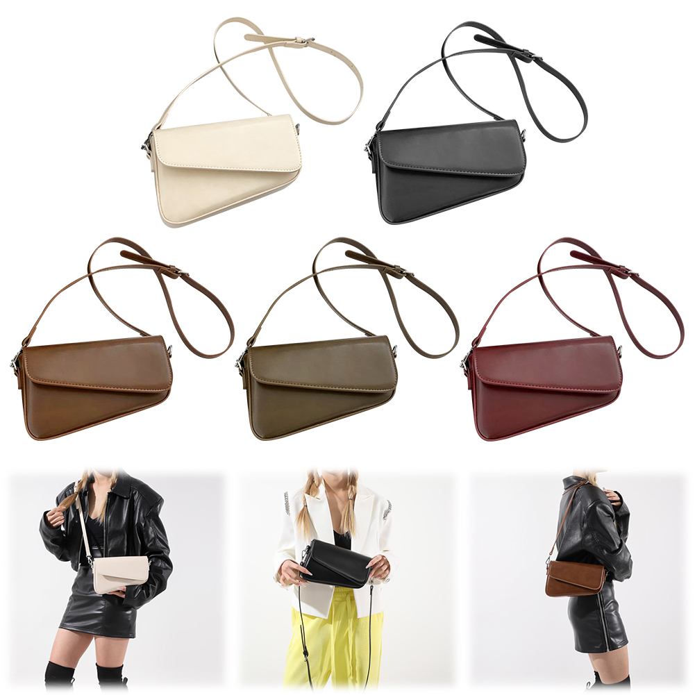 Women PU Small Square Bag Solid Color Irregular Commuting Bag All-Match Daily Satchel Bag Adjustable Strap Outdoor Travel Bag
