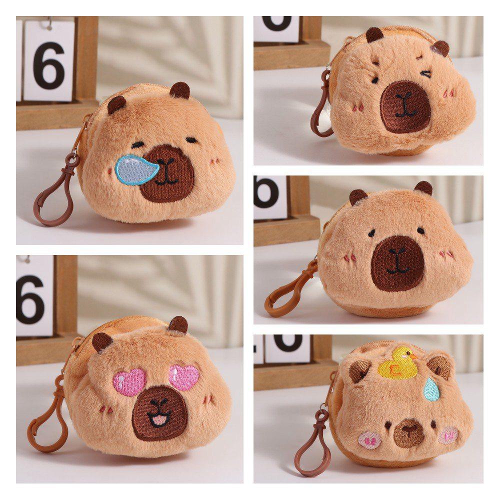 Zipper Capybara Coin Purse Wallet Bag Pendant Coin Pouch Capybara Plush Purse Bag with Keychain Pendant Protective Case