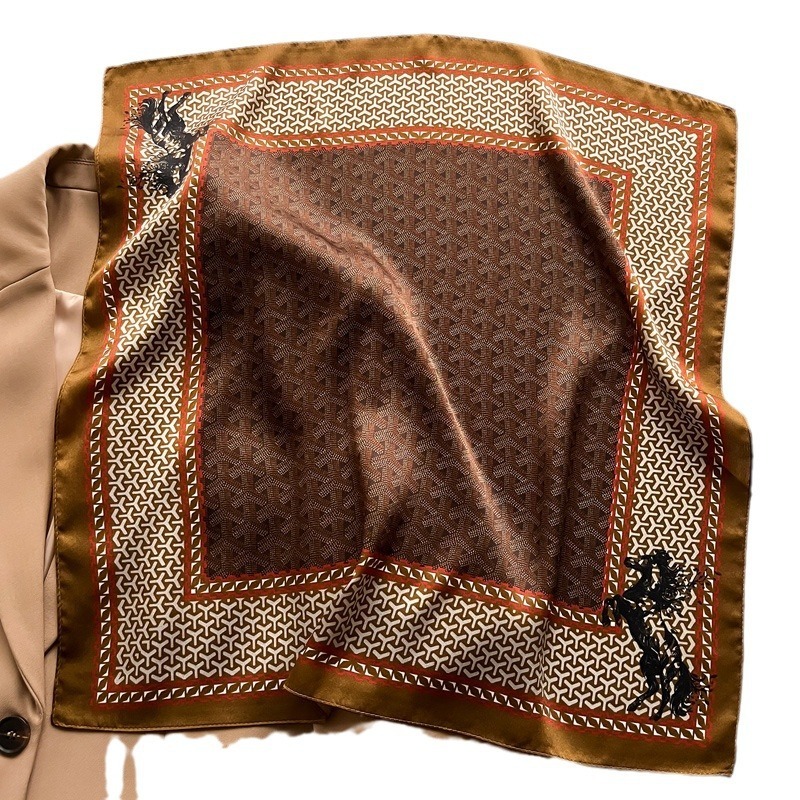 trendy winter men's paired with suit shirt short silk small square neck protection scarf