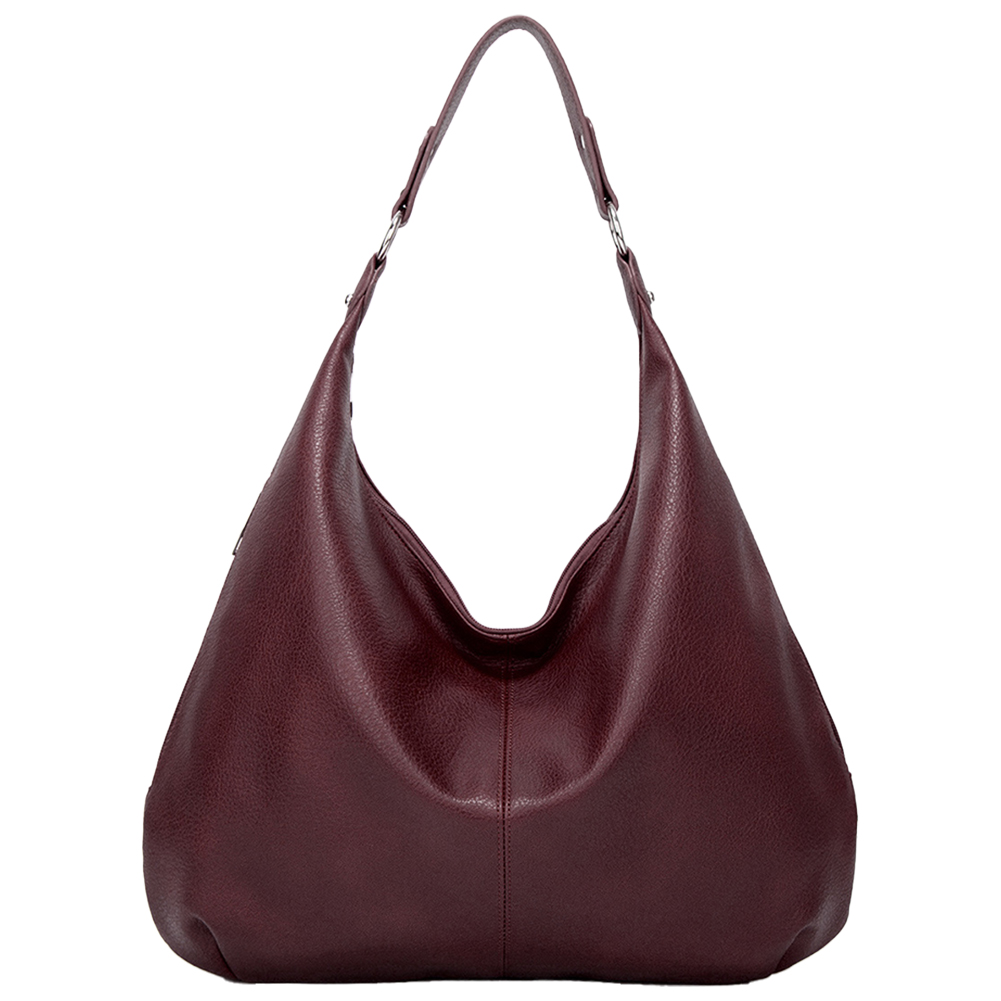 Shoulder Purse for Women with Zipper Slouchy Bag PU Leather Multi Pockets Handbag Crescent Bag for Work Travel